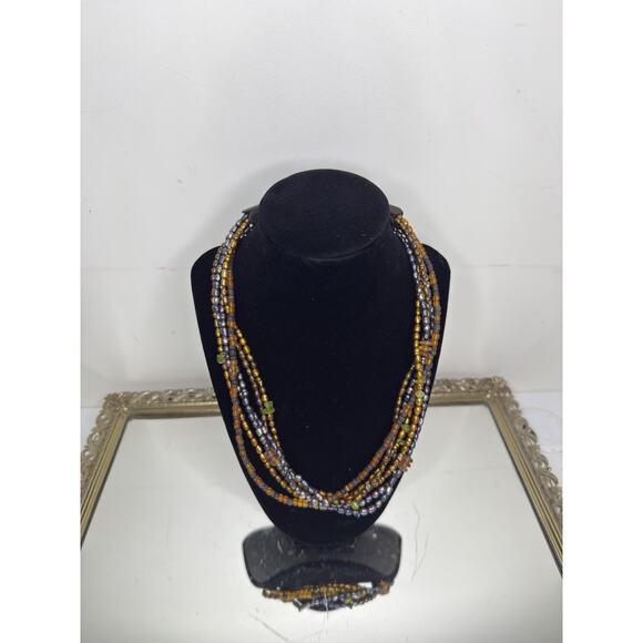 COLDWATER CREEK Multi Strand Grey & Copper Freshwater Pearl Necklace - Picture 7 of 9